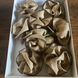 Lot of 8 Burlap Boutonniere, Rustic Burlap Wedding Boutonniere